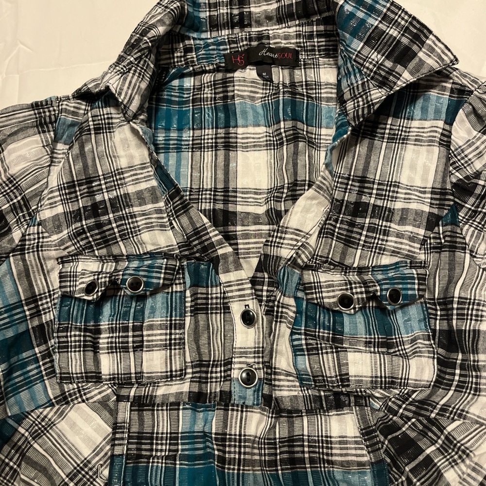 HeartSoul Black and White Plaid Shirt - Picture 3 of 9